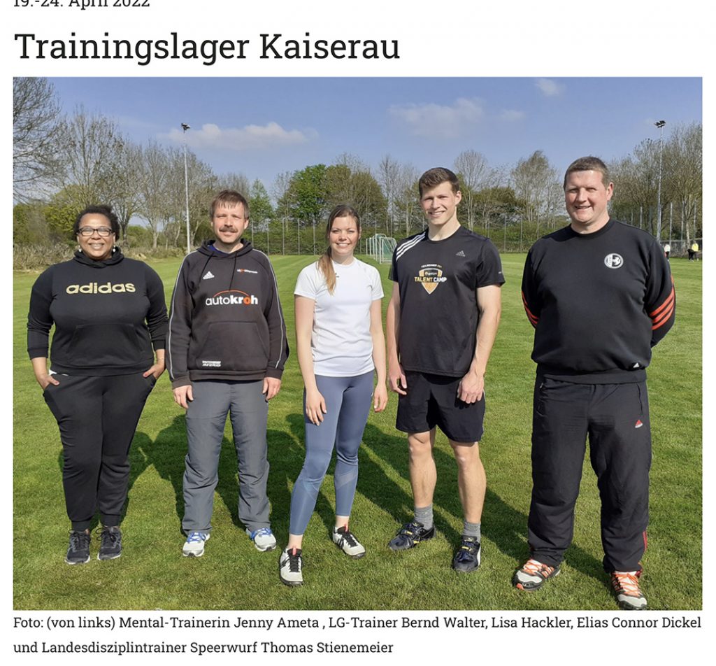 Zeitungsausschnitt zum Trainingslager